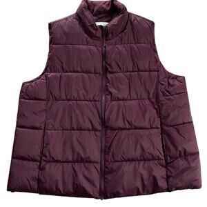Gap Puffer Vest Women's XXL Purple Burgundy Zip up Front Side Pockets